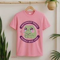 Emotionally Fragile Handle With Care Cute Crying Frog T-Shirt thumb 2