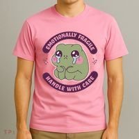 Emotionally Fragile Handle With Care Cute Crying Frog T-Shirt thumb 3