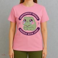 Emotionally Fragile Handle With Care Cute Crying Frog T-Shirt thumb 4