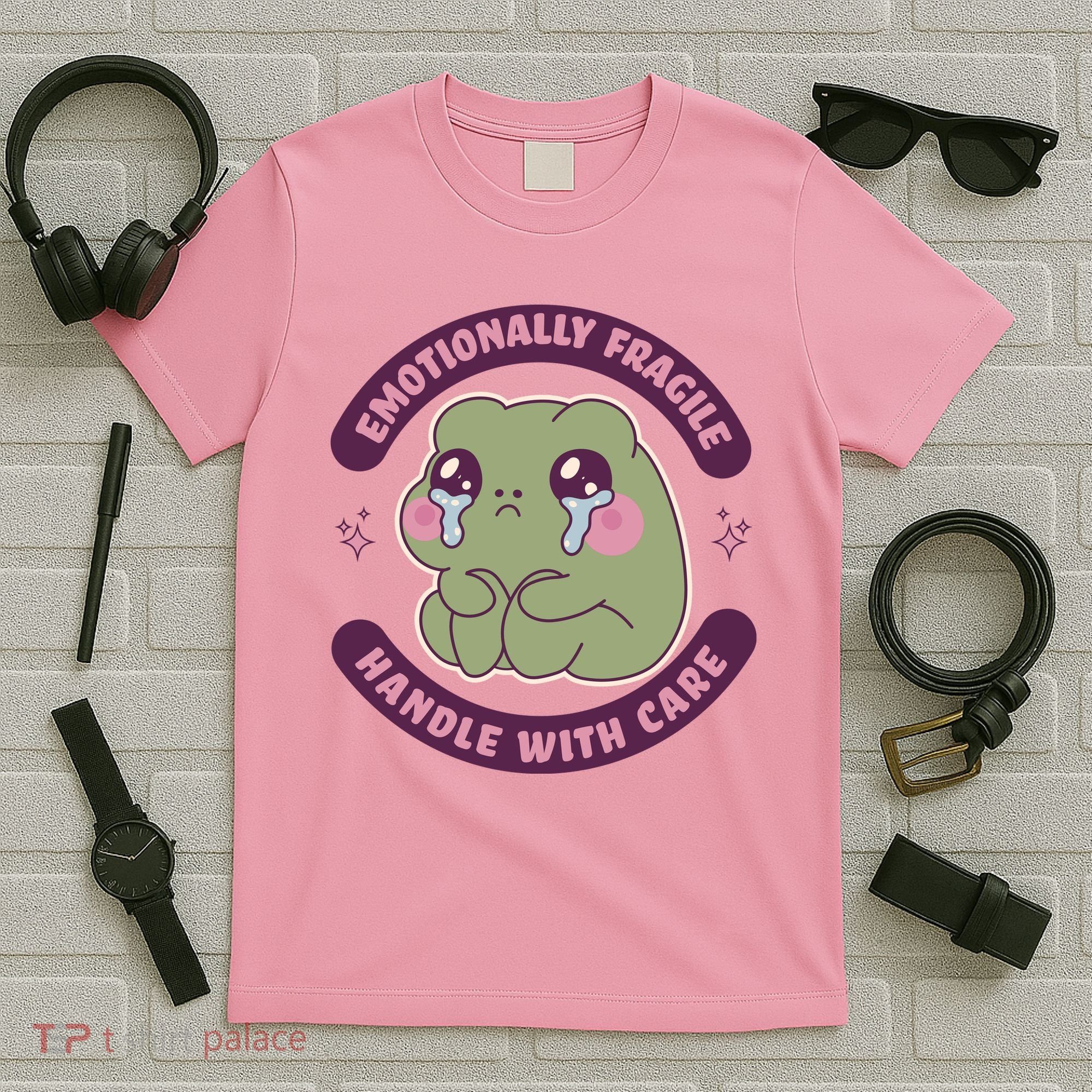 Emotionally Fragile Handle With Care Cute Crying Frog T-Shirt