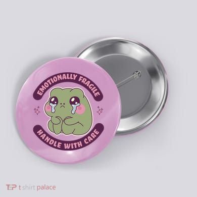Emotionally Fragile Handle With Care Cute Crying Frog Button