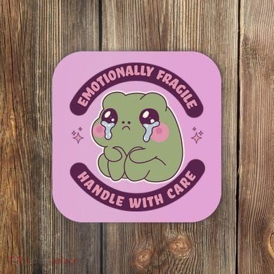 Emotionally Fragile Handle With Care Cute Crying Frog Coaster
