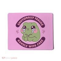 Emotionally Fragile Handle With Care Cute Crying Frog Mousepad thumb 0