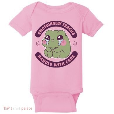 Emotionally Fragile Handle With Care Cute Crying Frog Baby Bodysuit
