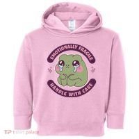 Emotionally Fragile Handle With Care Cute Crying Frog Toddler Hoodie thumb 0