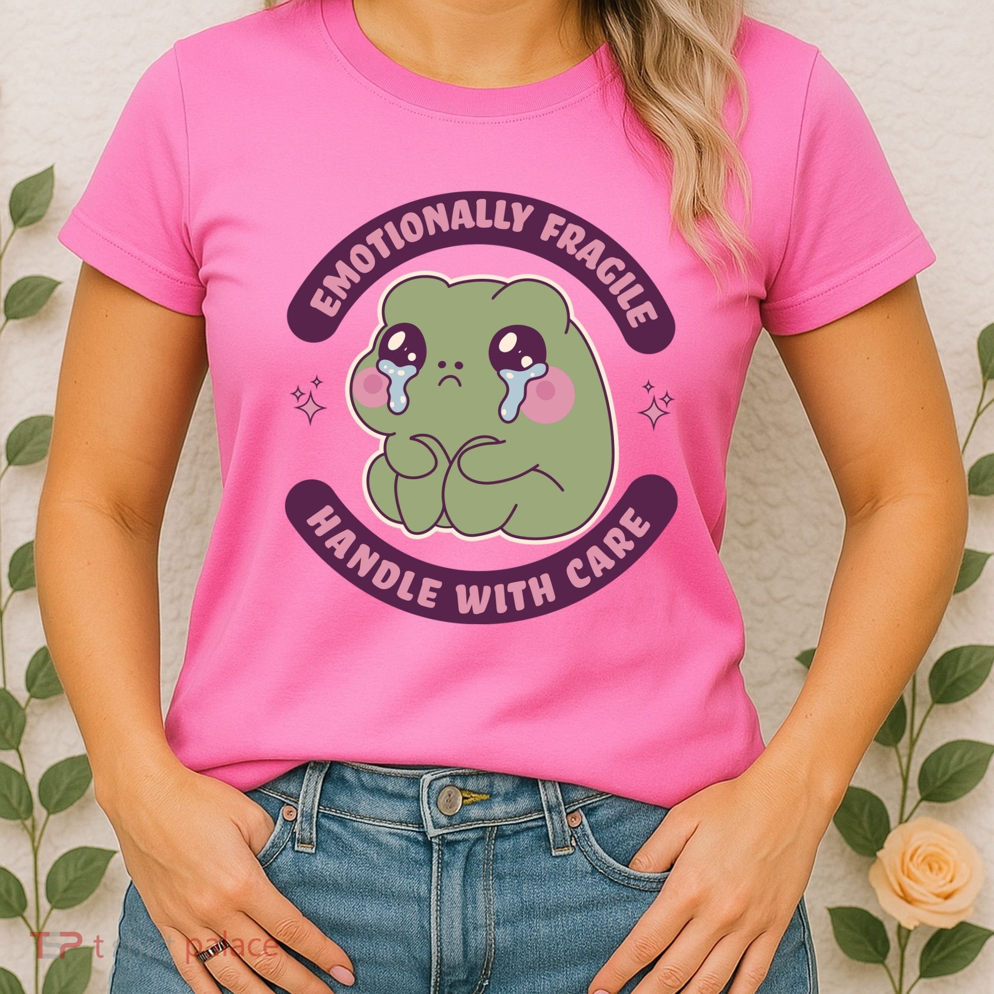 Emotionally Fragile Handle With Care Cute Crying Frog Women's T-Shirt