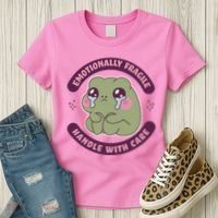 Emotionally Fragile Handle With Care Cute Crying Frog Women's T-Shirt thumb 3