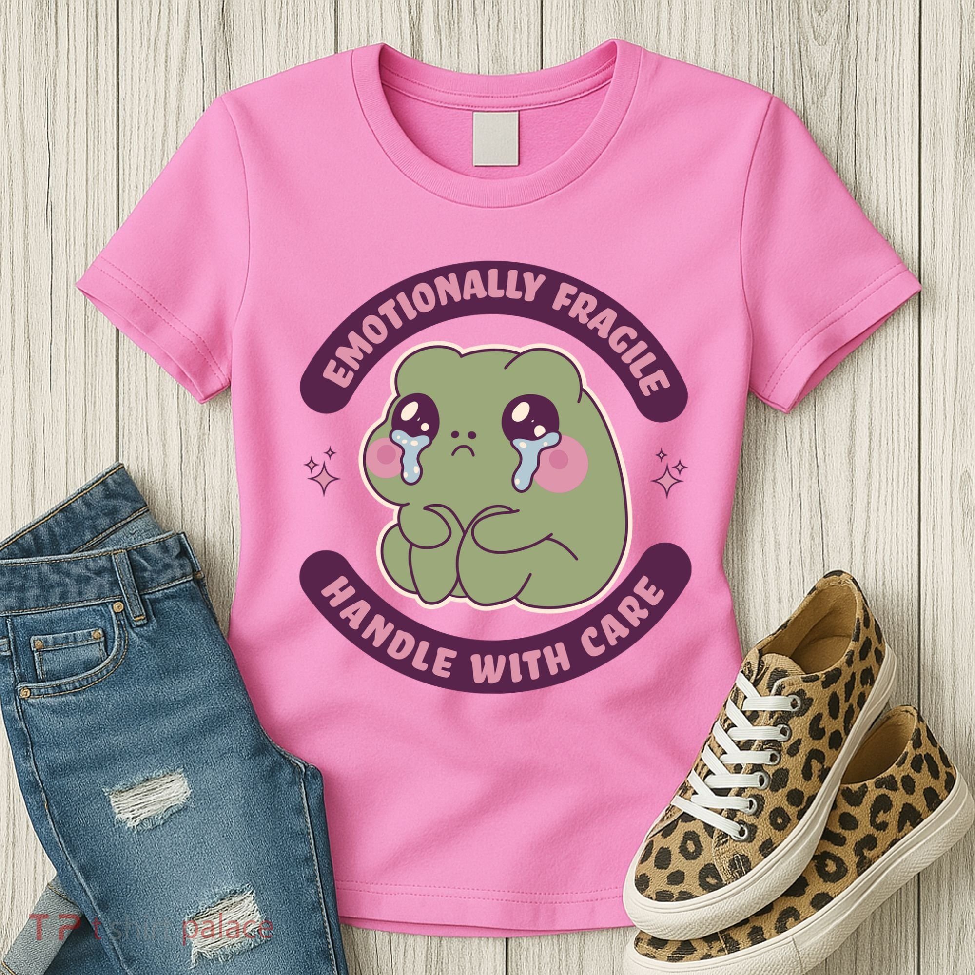 Emotionally Fragile Handle With Care Cute Crying Frog Women's T-Shirt