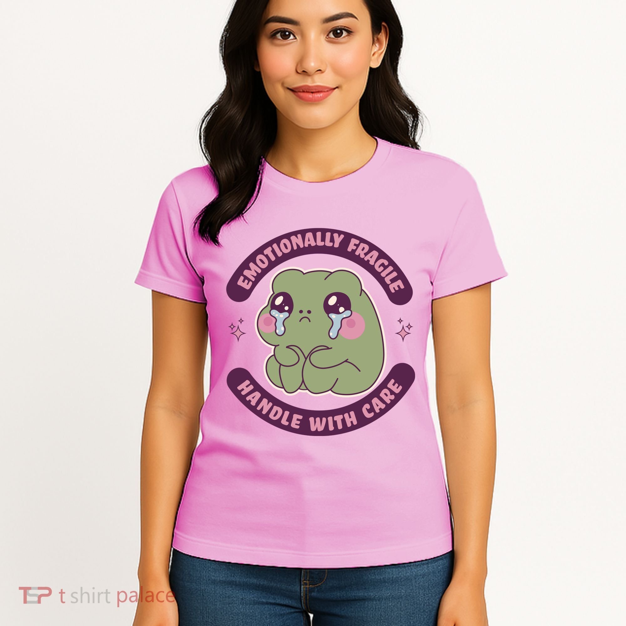Emotionally Fragile Handle With Care Cute Crying Frog Women's T-Shirt