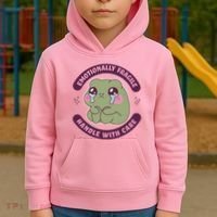 Emotionally Fragile Handle With Care Cute Crying Frog Kids Hoodie thumb 2