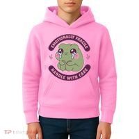 Emotionally Fragile Handle With Care Cute Crying Frog Kids Hoodie thumb 4