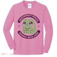 Emotionally Fragile Handle With Care Cute Crying Frog Kids Long Sleeve Shirt thumb 0