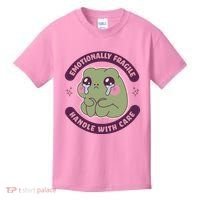 Emotionally Fragile Handle With Care Cute Crying Frog Kids T-Shirt thumb 0