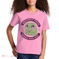 Emotionally Fragile Handle With Care Cute Crying Frog Kids T-Shirt thumb 2