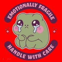 Emotionally Fragile Handle With Care Cute Crying Frog Santa Hat thumb 1