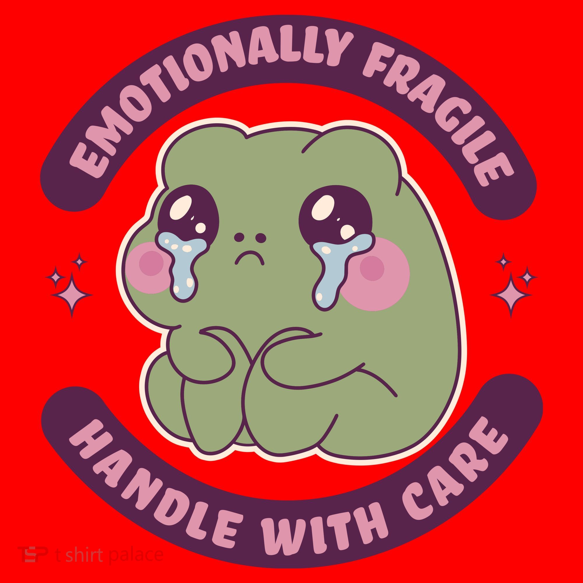 Emotionally Fragile Handle With Care Cute Crying Frog Santa Hat