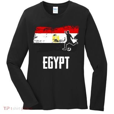 Egypt Flag Jersey Egyptian Soccer Team Egyptian Women's Long Sleeve Shirt