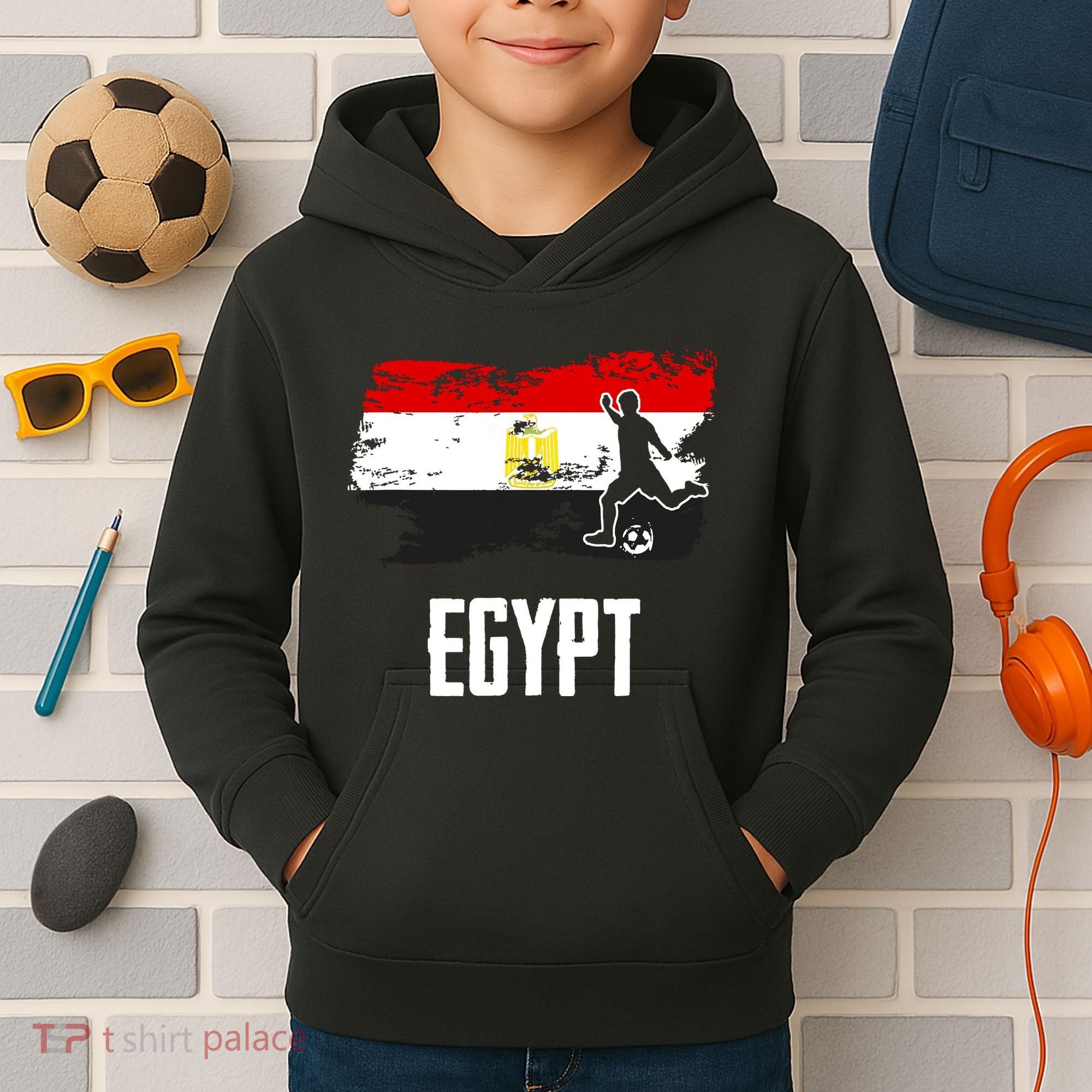 Egypt Flag Jersey Egyptian Soccer Team Egyptian Kids Hoodie