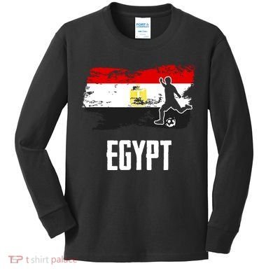 Egypt Flag Jersey Egyptian Soccer Team Egyptian Kids Long Sleeve Shirt