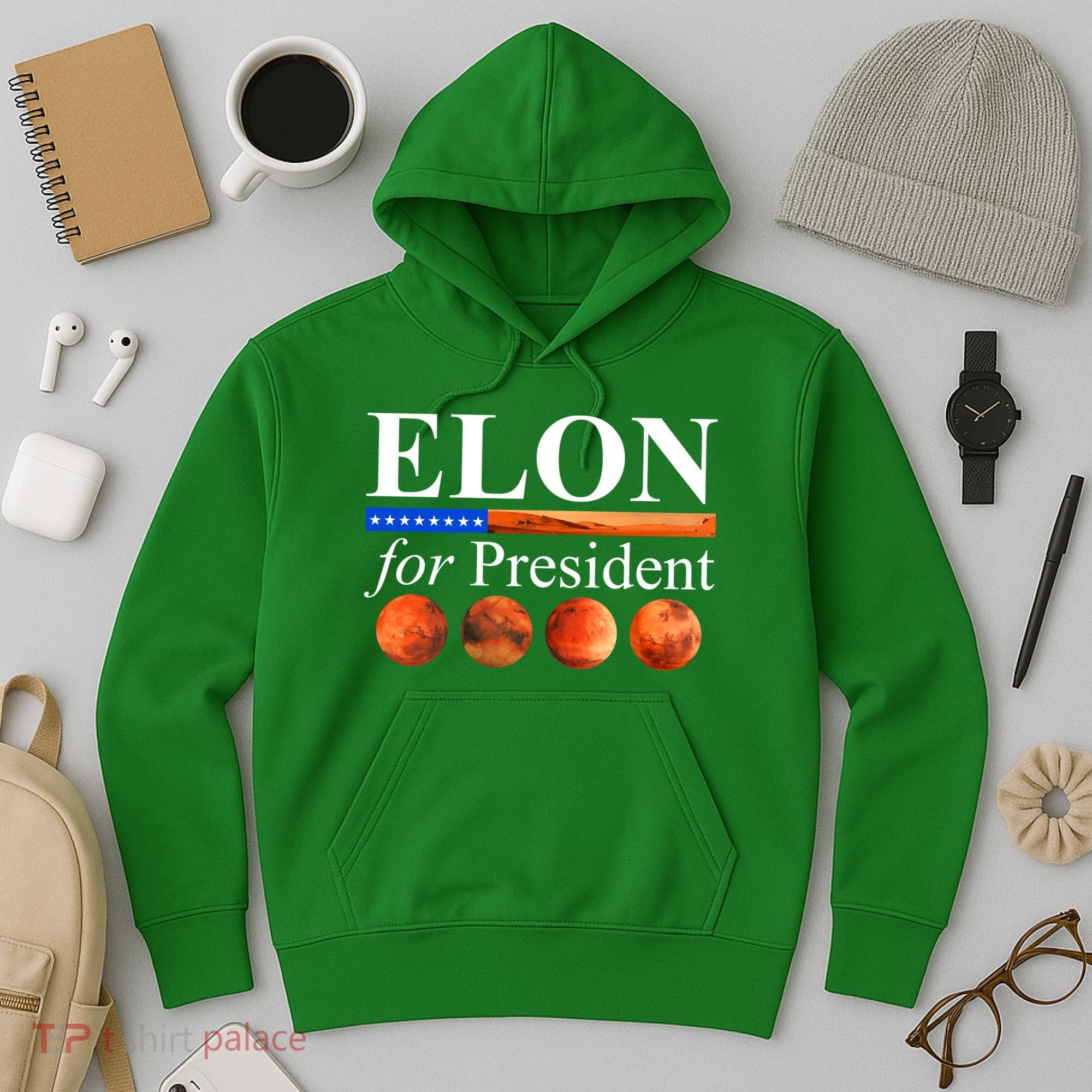 Elon For President USA Mars Flag Hoodie