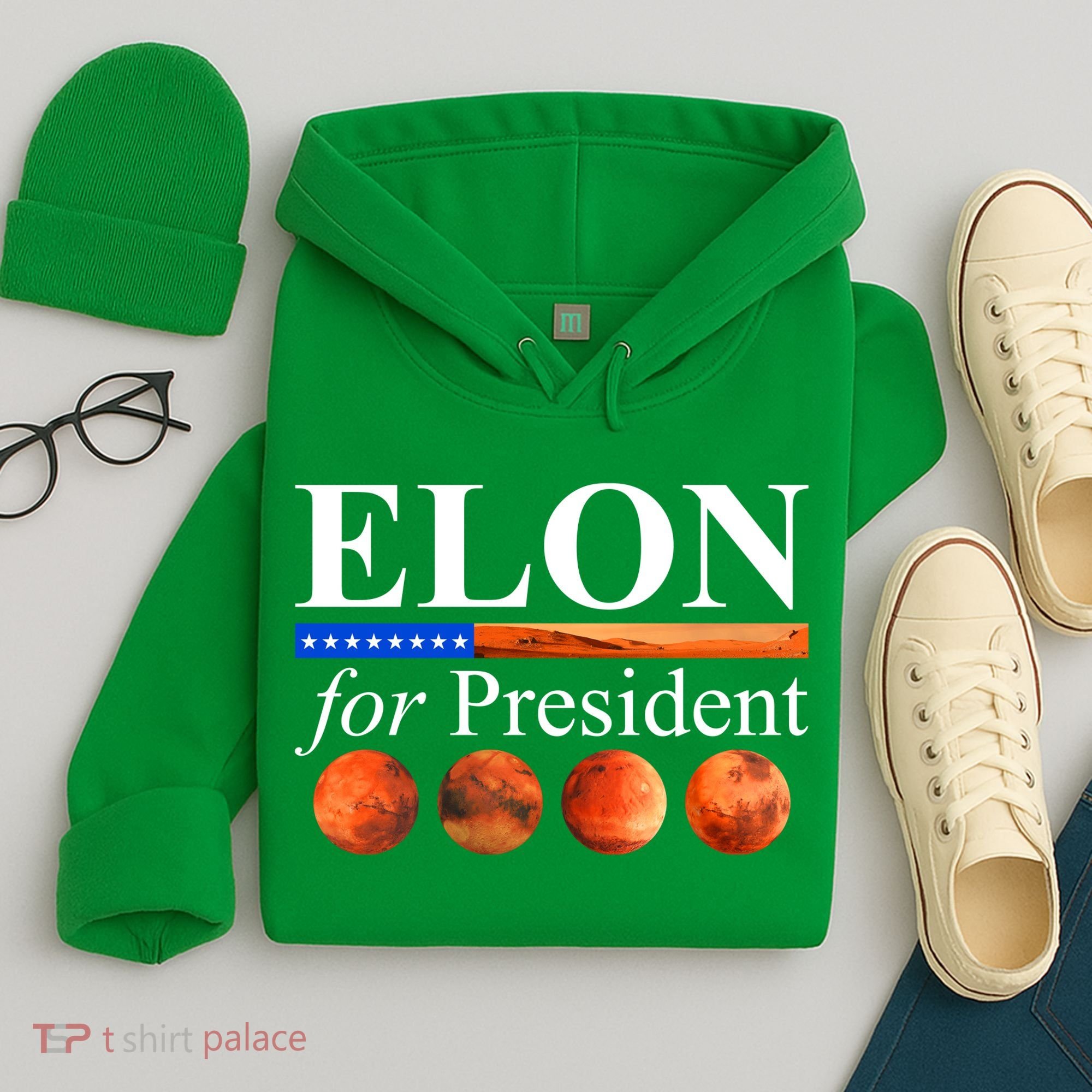 Elon For President USA Mars Flag Hoodie