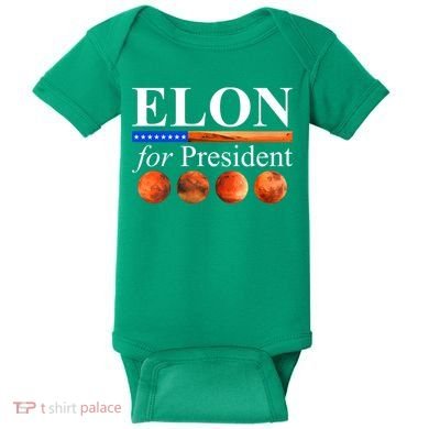 Elon For President USA Mars Flag Baby Bodysuit