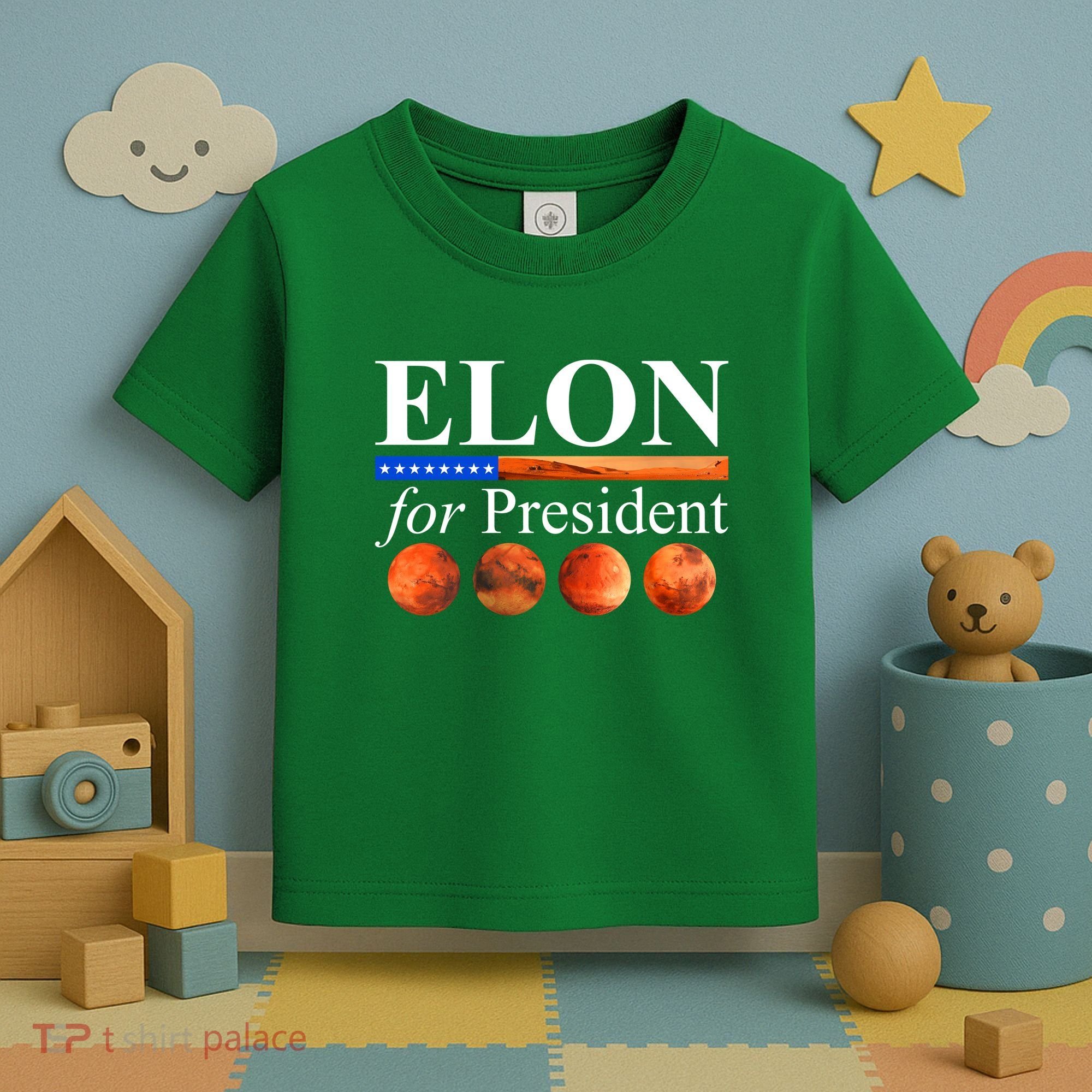 Elon For President USA Mars Flag Toddler T-Shirt