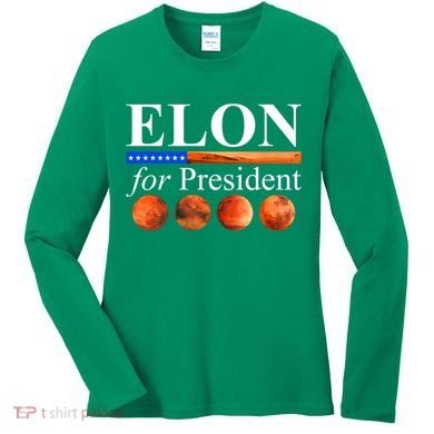 Elon For President USA Mars Flag Women's Long Sleeve Shirt