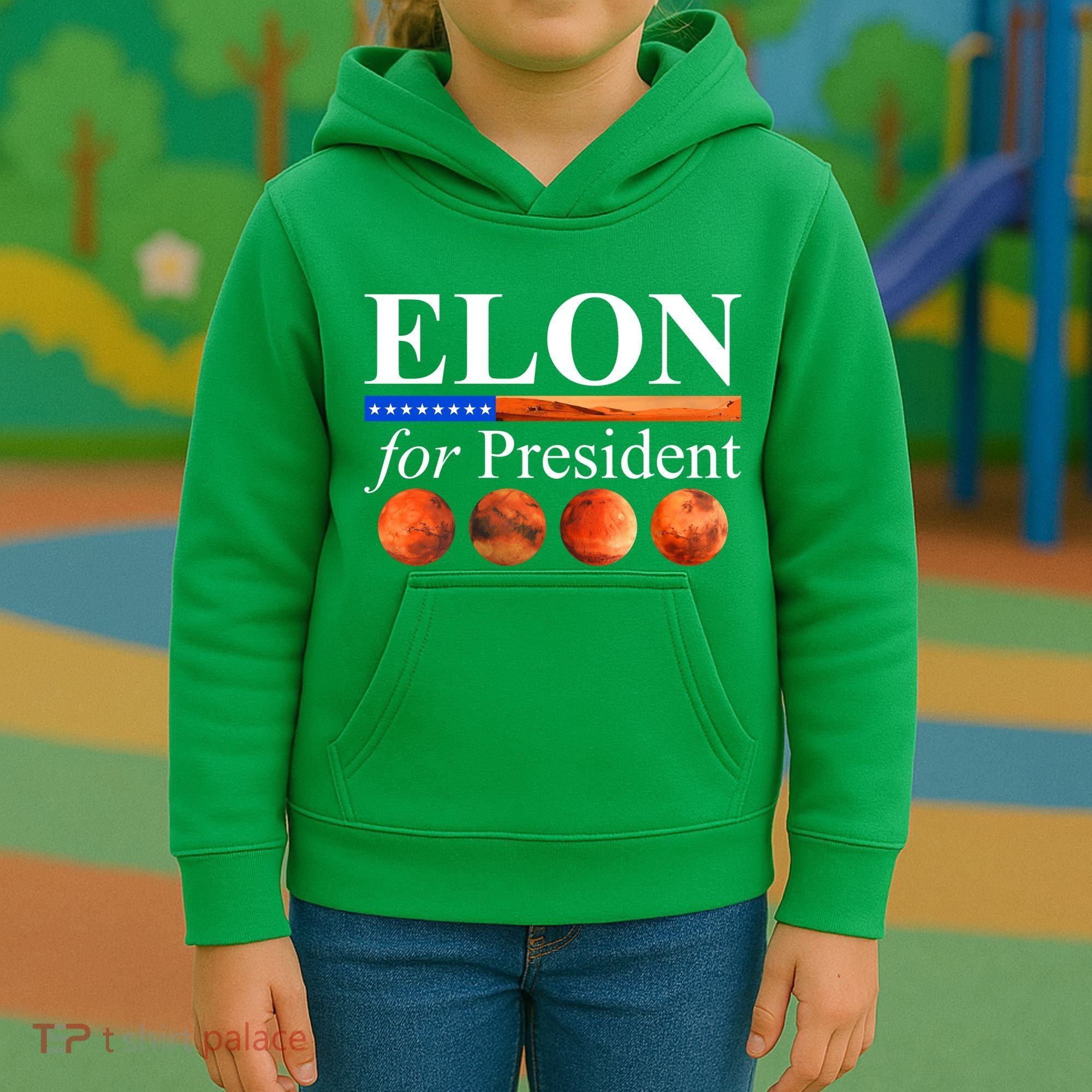 Elon For President USA Mars Flag Kids Hoodie