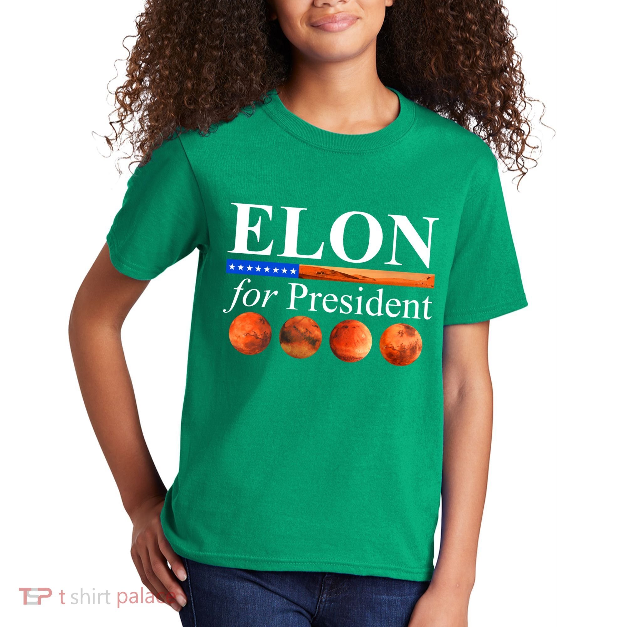 Elon For President USA Mars Flag Kids T-Shirt
