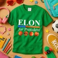 Elon For President USA Mars Flag Kids T-Shirt thumb 3