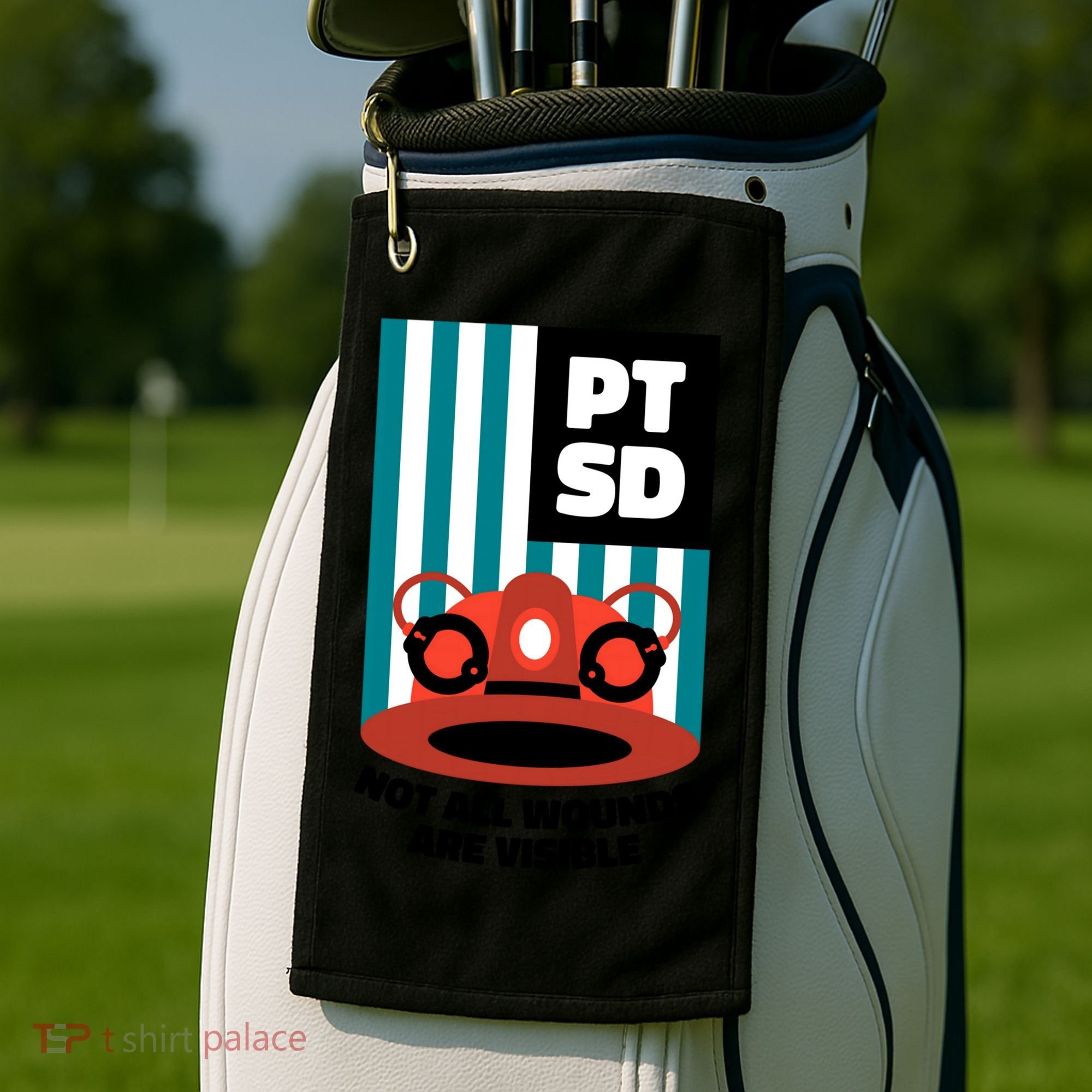Ems Firefighter Ptsd Awareness Flag Post Traumatic Stress Meaningful Gift Golf Towel