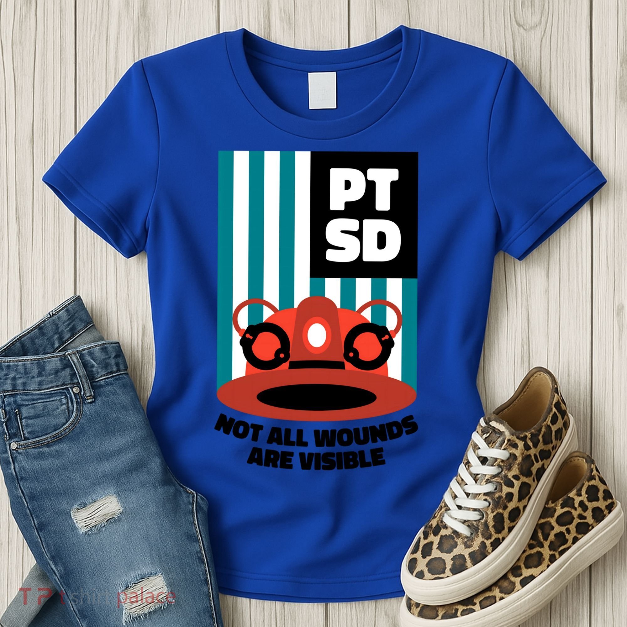 Ems Firefighter Ptsd Awareness Flag Post Traumatic Stress Meaningful Gift Women's T-Shirt