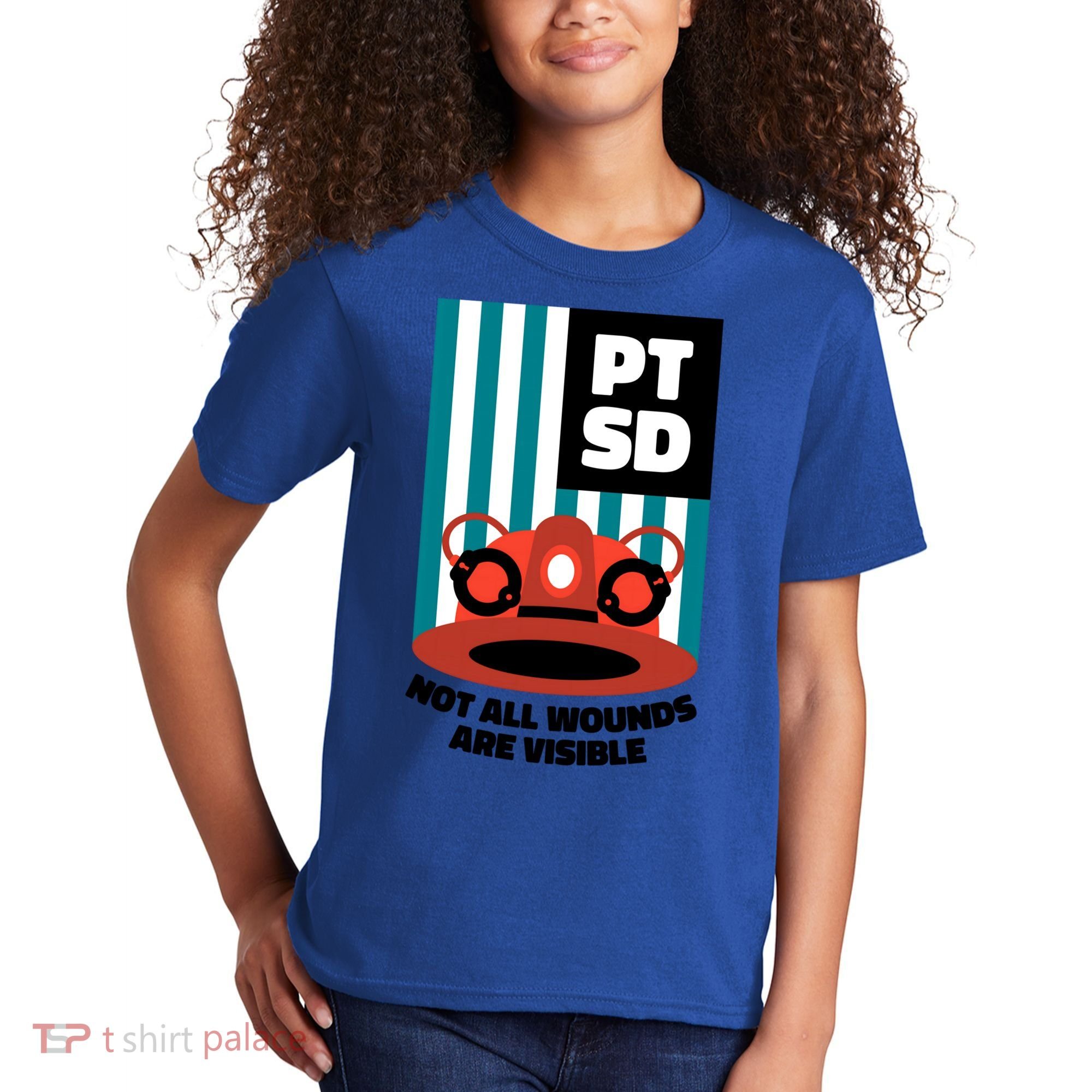 Ems Firefighter Ptsd Awareness Flag Post Traumatic Stress Meaningful Gift Kids T-Shirt