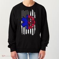 EMT Firefighter Paramedic Fireman EMS American Flag Women's Sweatshirt thumb 0