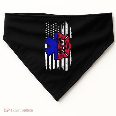 EMT Firefighter Paramedic Fireman EMS American Flag USA-Made Doggie Bandana