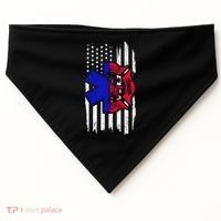 EMT Firefighter Paramedic Fireman EMS American Flag USA-Made Doggie Bandana thumb 0
