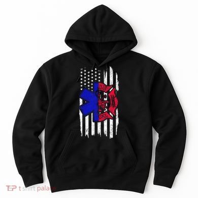 EMT Firefighter Paramedic Fireman EMS American Flag Hoodie