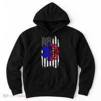 EMT Firefighter Paramedic Fireman EMS American Flag Hoodie thumb 0
