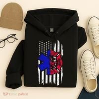 EMT Firefighter Paramedic Fireman EMS American Flag Hoodie thumb 4