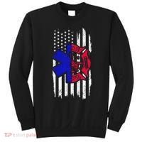 EMT Firefighter Paramedic Fireman EMS American Flag Sweatshirt thumb 0