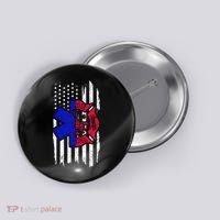 EMT Firefighter Paramedic Fireman EMS American Flag Button thumb 0