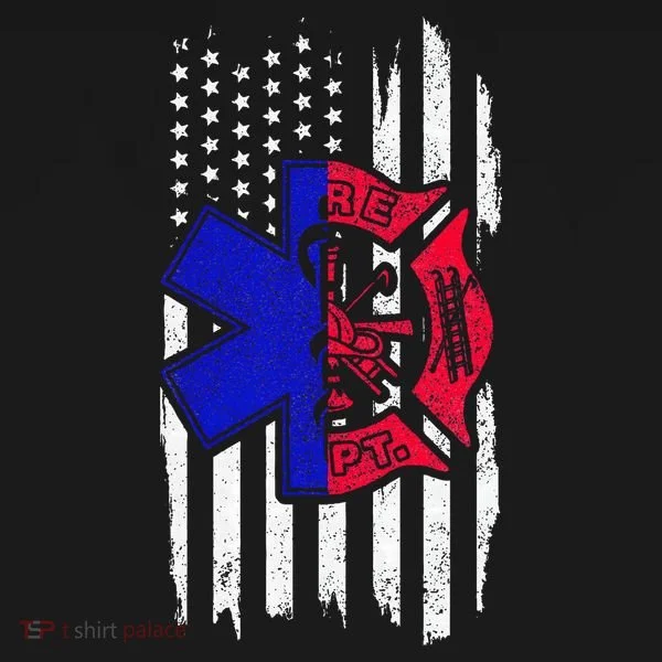 EMT Firefighter Paramedic Fireman EMS American Flag Women's Hoodie