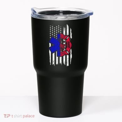 EMT Firefighter Paramedic Fireman EMS American Flag Tumbler