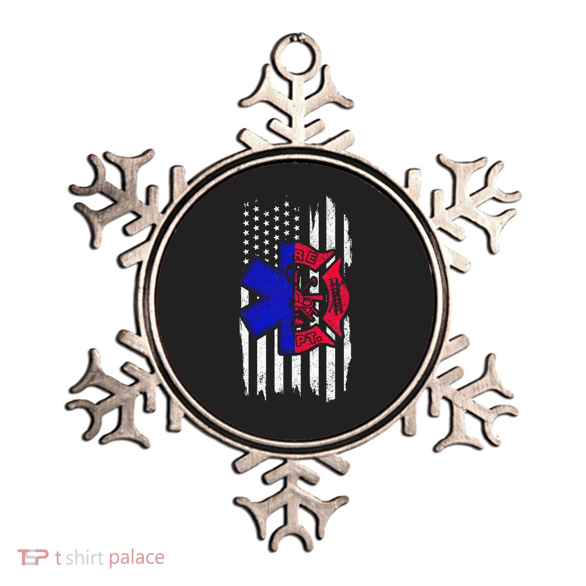 EMT Firefighter Paramedic Fireman EMS American Flag Ornament