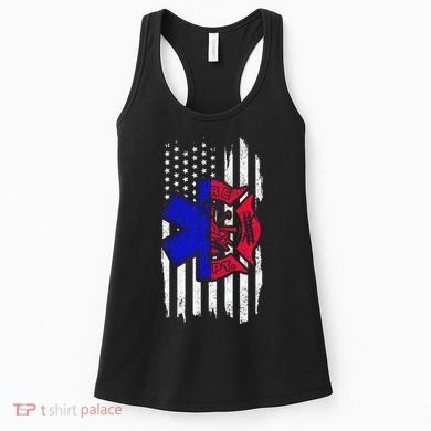 EMT Firefighter Paramedic Fireman EMS American Flag Women's Tank Top