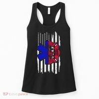 EMT Firefighter Paramedic Fireman EMS American Flag Women's Tank Top thumb 0