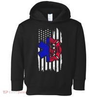 EMT Firefighter Paramedic Fireman EMS American Flag Toddler Hoodie thumb 0