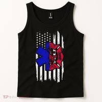 EMT Firefighter Paramedic Fireman EMS American Flag Tank Top thumb 2