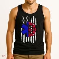 EMT Firefighter Paramedic Fireman EMS American Flag Tank Top thumb 3
